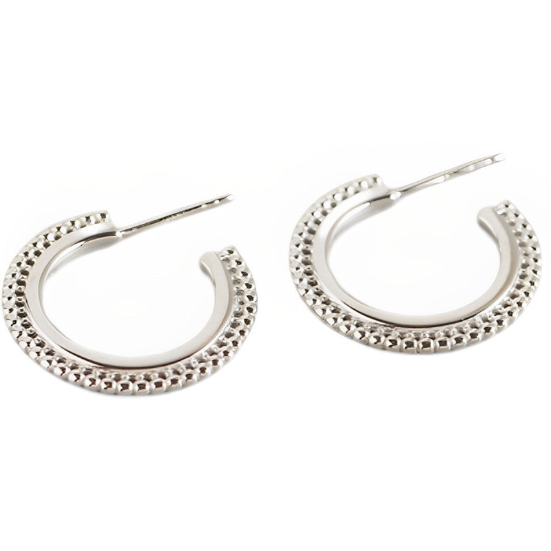 ANYCO Earrings Sterling Silver Bohemian Geometric Small Round Bead C-shaped Stud For Women Girl Perfect Fashion Stylish Accessories Jewelry Gifts