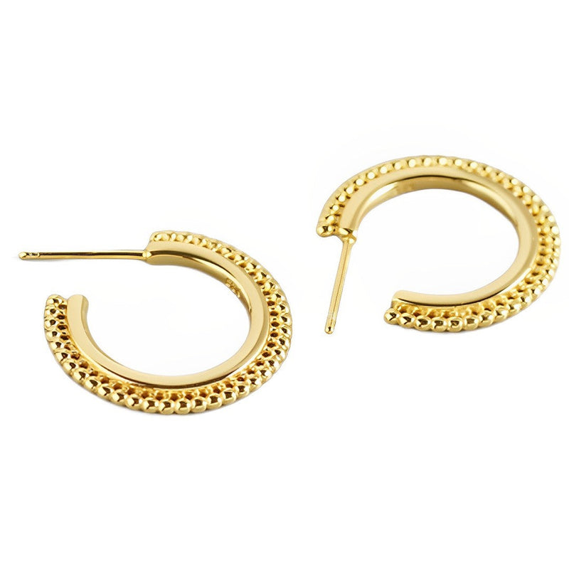 ANYCO Earrings Gold Plated Bohemian Geometric Small Round Bead C-shaped Stud For Women Girl Perfect Fashion Stylish Accessories Jewelry Gifts