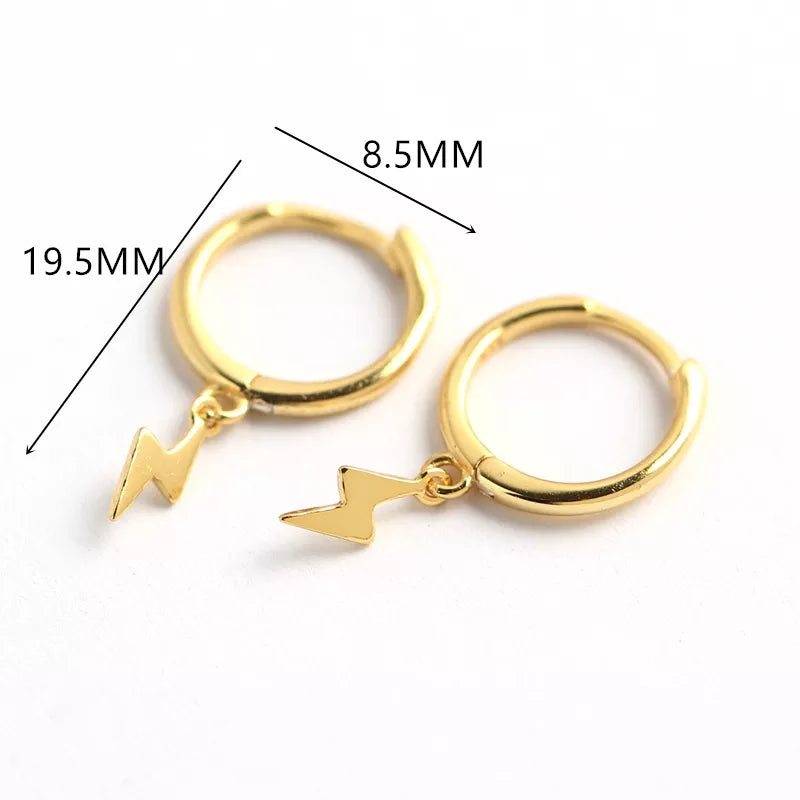 ANYCO Earrings Sterling Silver Minimalist Small Simple Cute Lightning Stud For Women Teen Girl Fashion Stylish Accessories Jewelry Gifts