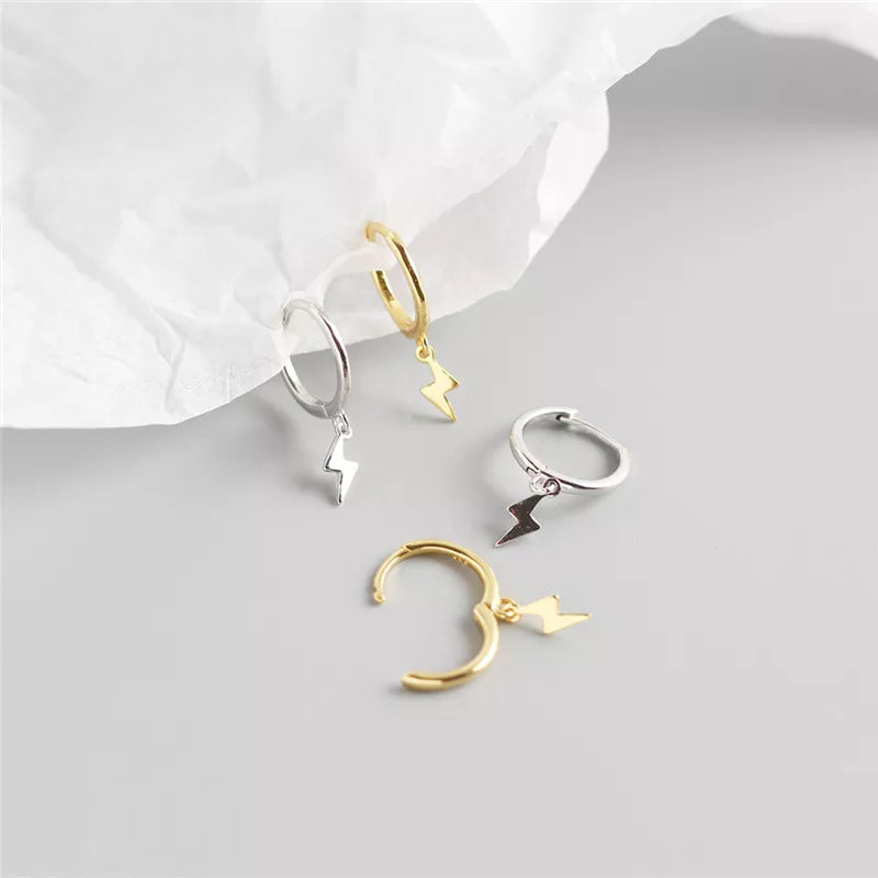 ANYCO Earrings Sterling Silver Minimalist Small Simple Cute Lightning Stud For Women Teen Girl Fashion Stylish Accessories Jewelry Gifts