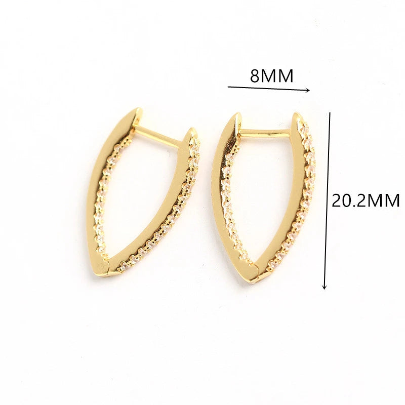 ANYCO Earrings Sterling Silver Minimalist Pave Crystal Zircon V-shaped Chic Stud For Women Girl Teen Fashion Stylish Accessories Jewelry Gifts