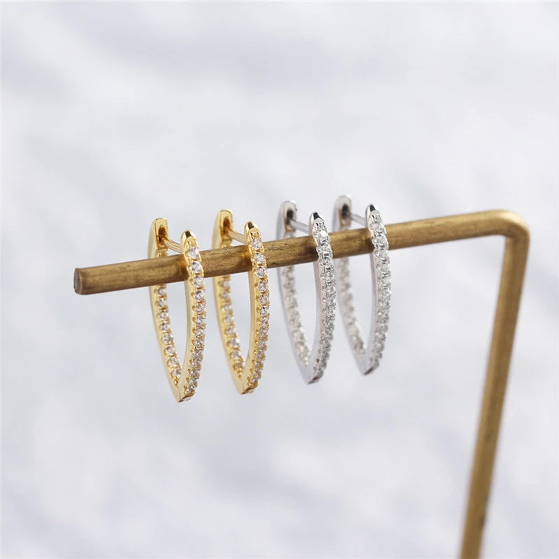 ANYCO Earrings Sterling Silver Minimalist Pave Crystal Zircon V-shaped Chic Stud For Women Girl Teen Fashion Stylish Accessories Jewelry Gifts