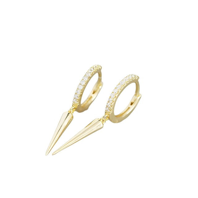 ANYCO Earrings Gold Plated Luxury Pave Zircon Spike Rivet Pendant Stud For Women Girl Teen Fashion Stylish Accessories Jewelry Gifts