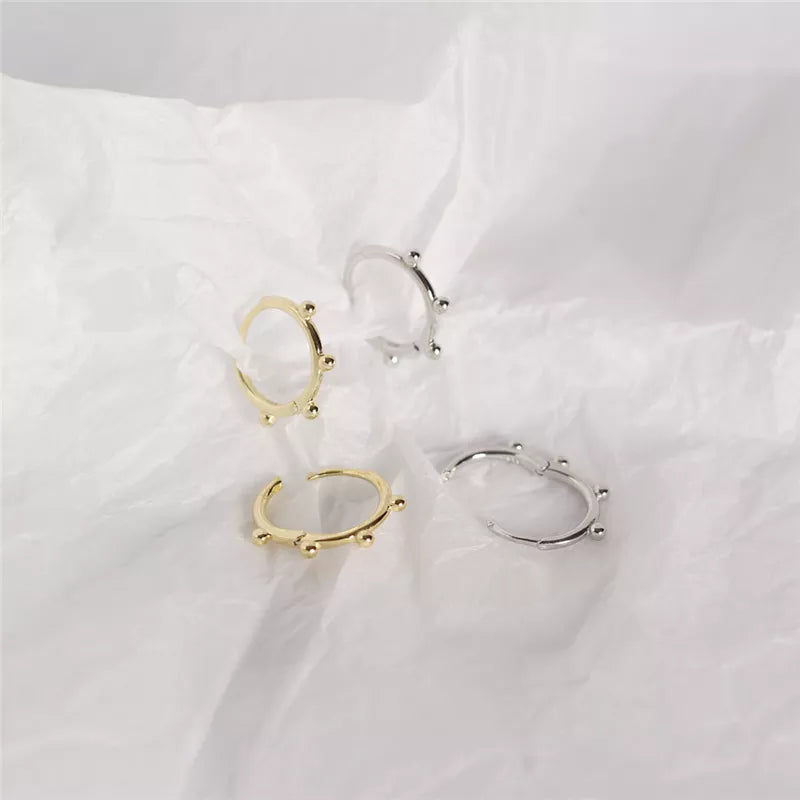 ANYCO Earrings Sterling Silver Minimalist Simple Glossy Bead Ear Buckle For Women Girl Teen Fashion Stylish Accessories Jewelry Gifts