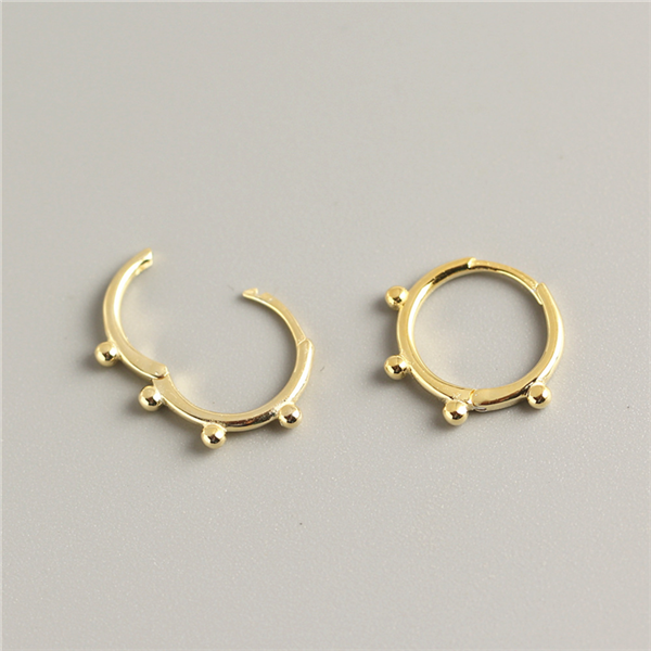 ANYCO Earrings Gold Plated Minimalist Simple Glossy Bead Ear Buckle Stud For Women Girl Teen Fashion Stylish Accessories Jewelry Gifts