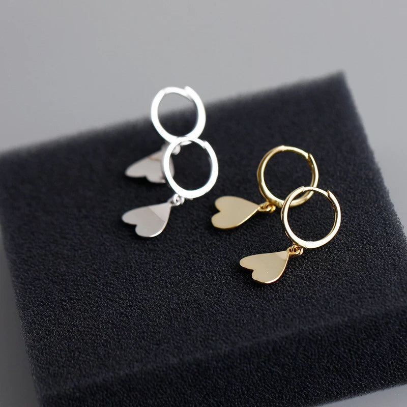 ANYCO Earrings Gold Plated Minimalist Glossy Love Heart Tassel Stud For Women Teen Girl Fashion Stylish Accessories Jewelry Gifts