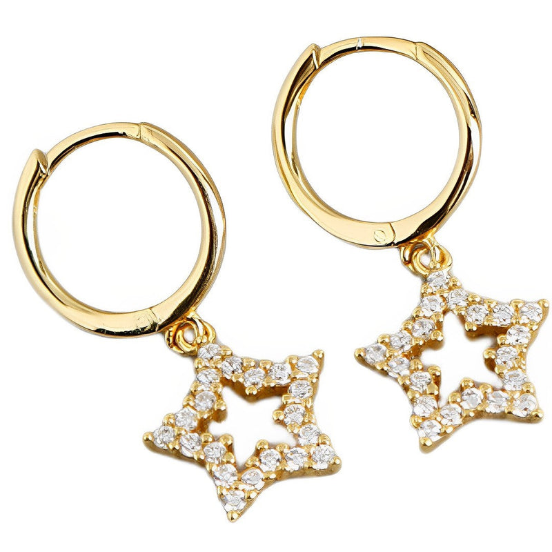 ANYCO Earrings Gold Plated Pave Crystal Zircon Hollow Star Chic For Women Teen Girl Fashion Stylish Accessories Jewelry Gifts