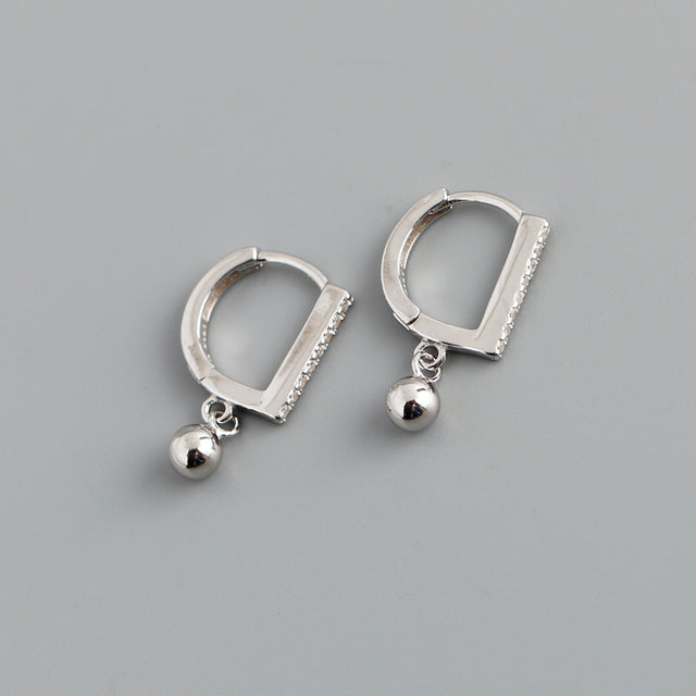 ANYCO Earrings Sterling Silver Geometric Bohemian Zircon Pave Hanging Beads For Women Teen Girl Fashion Stylish Accessories Jewelry Gifts