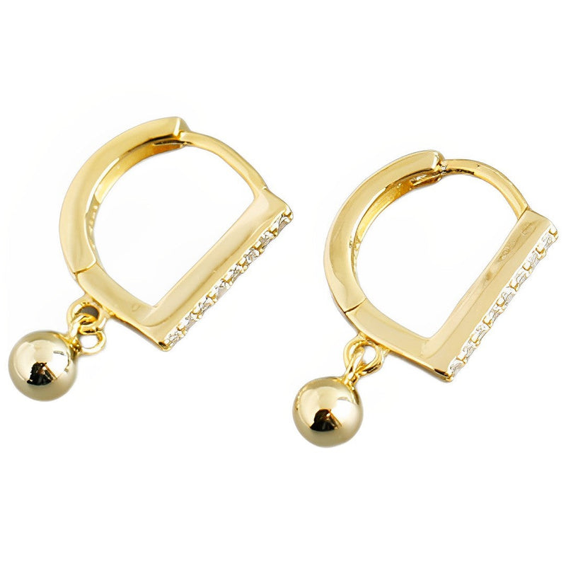 ANYCO Earrings Gold Plated Geometric Bohemian Zircon Pave Hanging Beads Stud For Women Teen Girl Fashion Stylish Accessories Jewelry Gifts