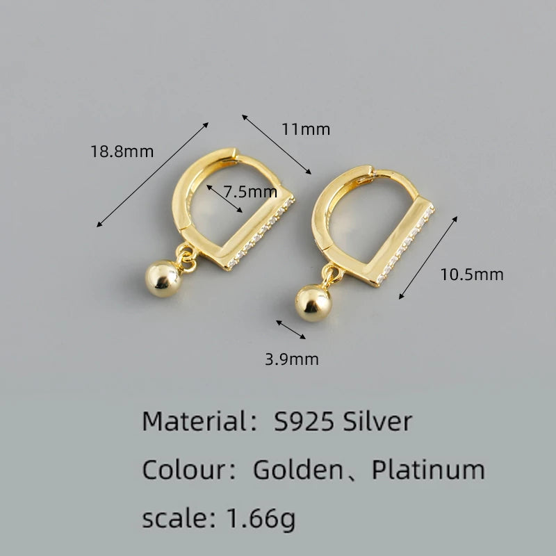 ANYCO Earrings Gold Plated Geometric Bohemian Zircon Pave Hanging Beads Stud For Women Teen Girl Fashion Stylish Accessories Jewelry Gifts