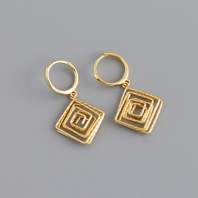 ANYCO Earrings Gold Plated Bohemian Luxury Geometric Car Flower Pendant Drop For Women Girl Fashion Stylish Rock Punk Accessories Jewelry Gifts