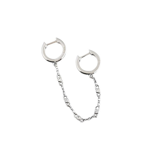 ANYCO Earrings Sterling Silver Creative Bohemian Cuban Link Chain Pave Zircon Stud For Women Girl Teen Fashion Stylish Accessories Jewelry Gifts