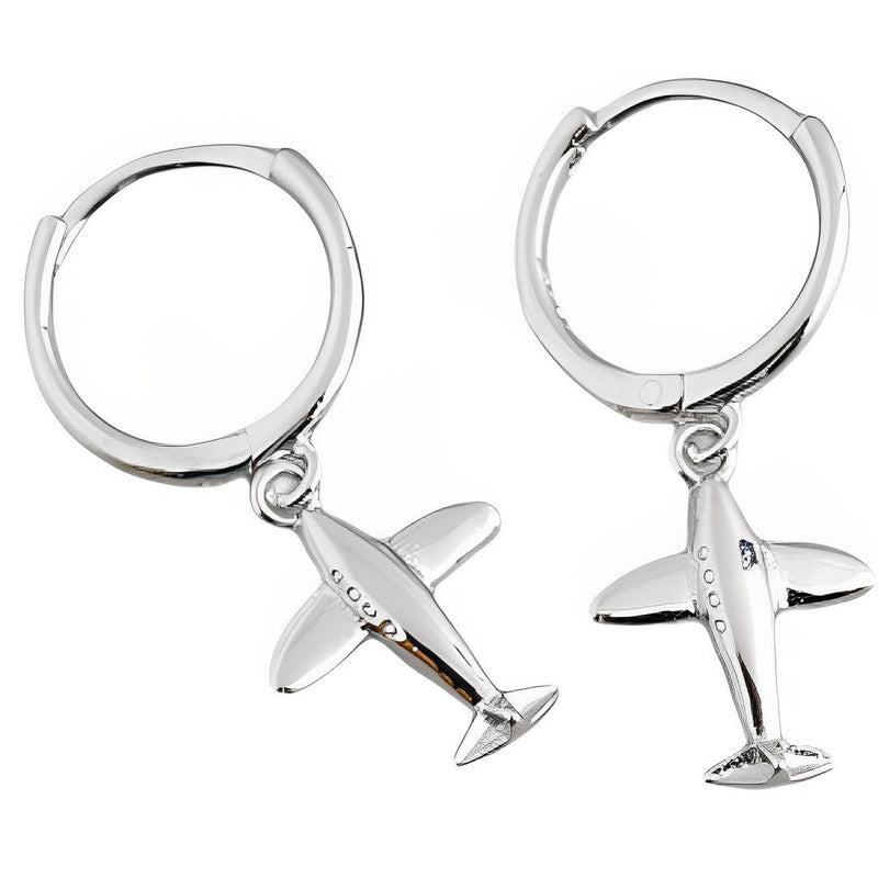 ANYCO Earrings Sterling Silver Cute 3D Aircraft Airplane Hanging Stud For Women Girl Perfect Fashion Stylish Accessories Jewelry Gifts