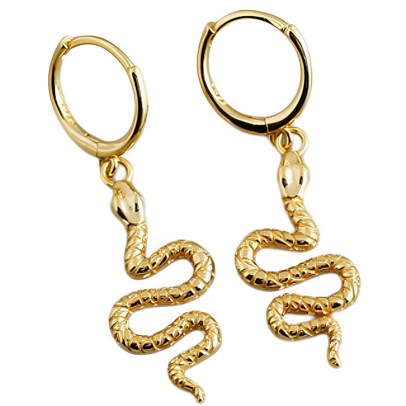 ANYCO Earrings Big Gold Plated Cute Chic Punk Long Bohemian Snake Stud For Women Girl Teen Fashion Stylish Accessories Jewelry Gifts