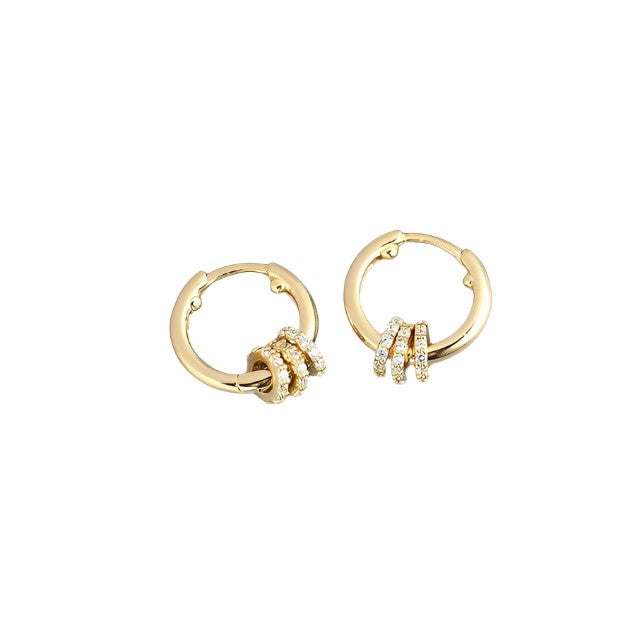 ANYCO Earrings Gold Plated Luxury Small Circle Lucky Ear Buckle For Women Girl Teen Chic Perfect Fashion Stylish Accessories Jewelry Gifts