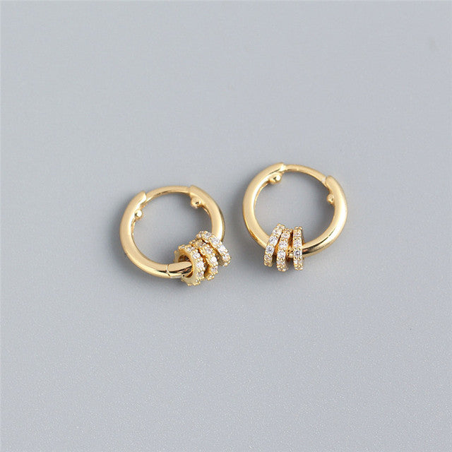 ANYCO Earrings Gold Plated Luxury Small Circle Lucky Ear Buckle For Women Girl Teen Chic Perfect Fashion Stylish Accessories Jewelry Gifts
