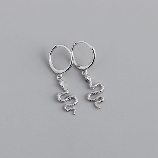 ANYCO Earrings Small Sterling Silver Cute Chic Punk Long Bohemian Snake Stud For Women Girl Teen Fashion Stylish Accessories Jewelry Gifts