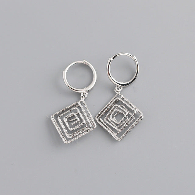 ANYCO Earrings Sterling Silver Bohemian Luxury Geometric Car Flower Pendant Drop For Women Girl Fashion Stylish Rock Punk Accessories Jewelry Gifts