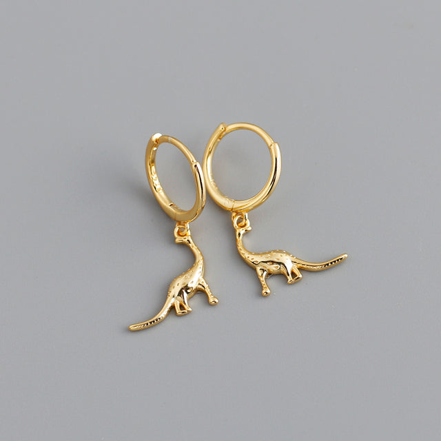 ANYCO Earrings Gold Plated Simulation Bohemian Cute Pendant Dinosaur Stud For Women Girl Teen Fashion Stylish Accessories Jewelry Gifts