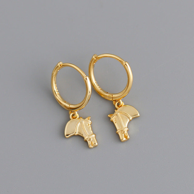 ANYCO Earrings Gold Plated Luxury Creative Horse Head Tassel Stud For Women Girl Teen Elegant Perfect Fashion Stylish Accessories Jewelry Gifts