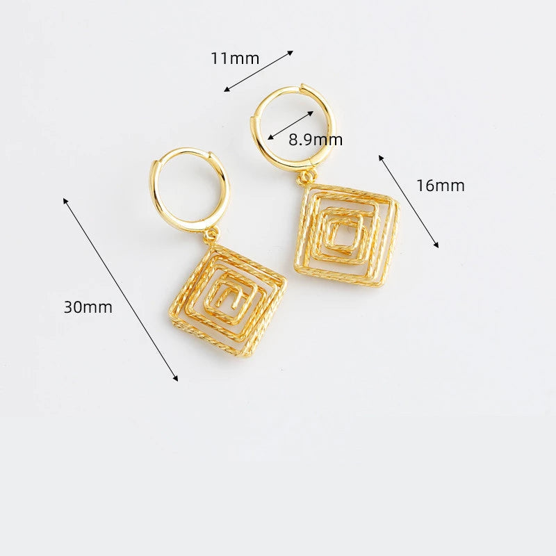 ANYCO Earrings Gold Plated Bohemian Luxury Geometric Car Flower Pendant Drop For Women Girl Fashion Stylish Rock Punk Accessories Jewelry Gifts