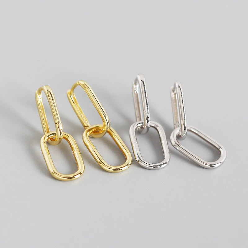 ANYCO Earrings Gold Plated Geometric Double Oval Ear Buckle For Women Girl Teen Fine Perfect Fashion Stylish Accessories Jewelry Gifts