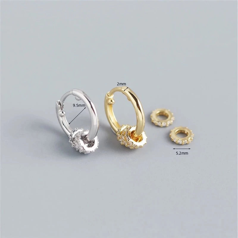 ANYCO Earrings Gold Plated Luxury Small Circle Lucky Ear Buckle For Women Girl Teen Chic Perfect Fashion Stylish Accessories Jewelry Gifts