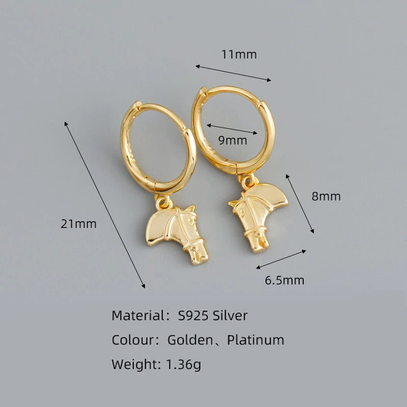 ANYCO Earrings Gold Plated Luxury Creative Horse Head Tassel Stud For Women Girl Teen Elegant Perfect Fashion Stylish Accessories Jewelry Gifts