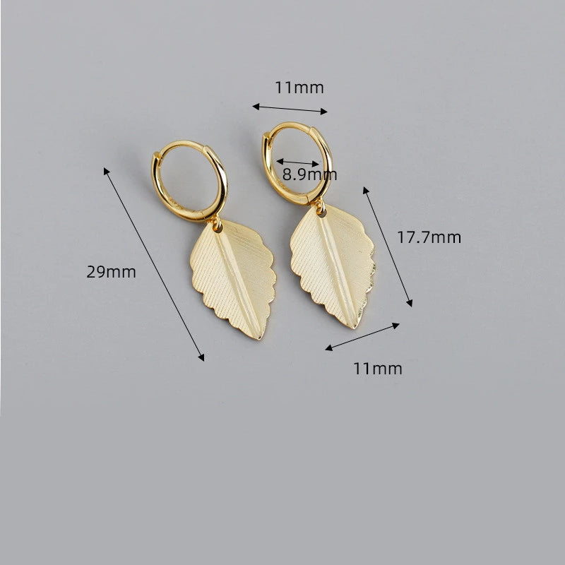 ANYCO Earrings Sterling Silver Bohemian Chic Nature Leaf Stud For Women Girl Teen Perfect Fine Fashion Stylish Accessories Jewelry Gifts