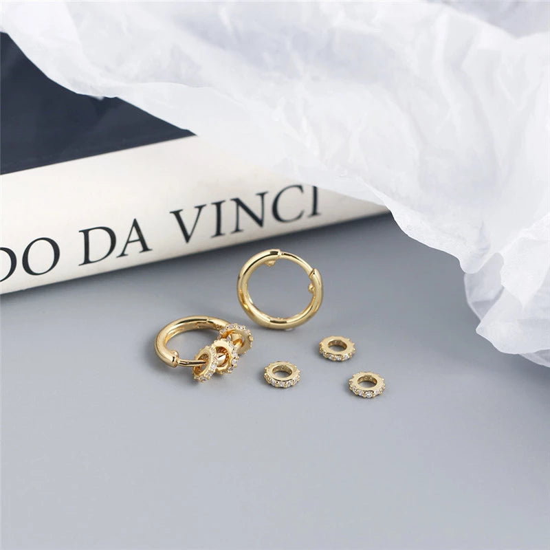 ANYCO Earrings Gold Plated Luxury Small Circle Lucky Ear Buckle For Women Girl Teen Chic Perfect Fashion Stylish Accessories Jewelry Gifts