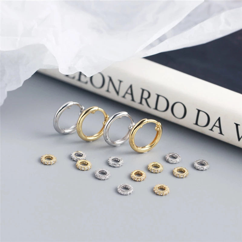 ANYCO Earrings Gold Plated Luxury Small Circle Lucky Ear Buckle For Women Girl Teen Chic Perfect Fashion Stylish Accessories Jewelry Gifts