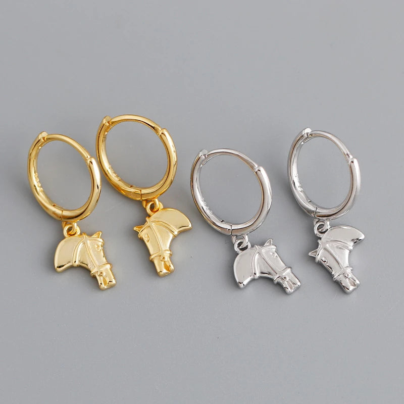 ANYCO Earrings Gold Plated Luxury Creative Horse Head Tassel Stud For Women Girl Teen Elegant Perfect Fashion Stylish Accessories Jewelry Gifts