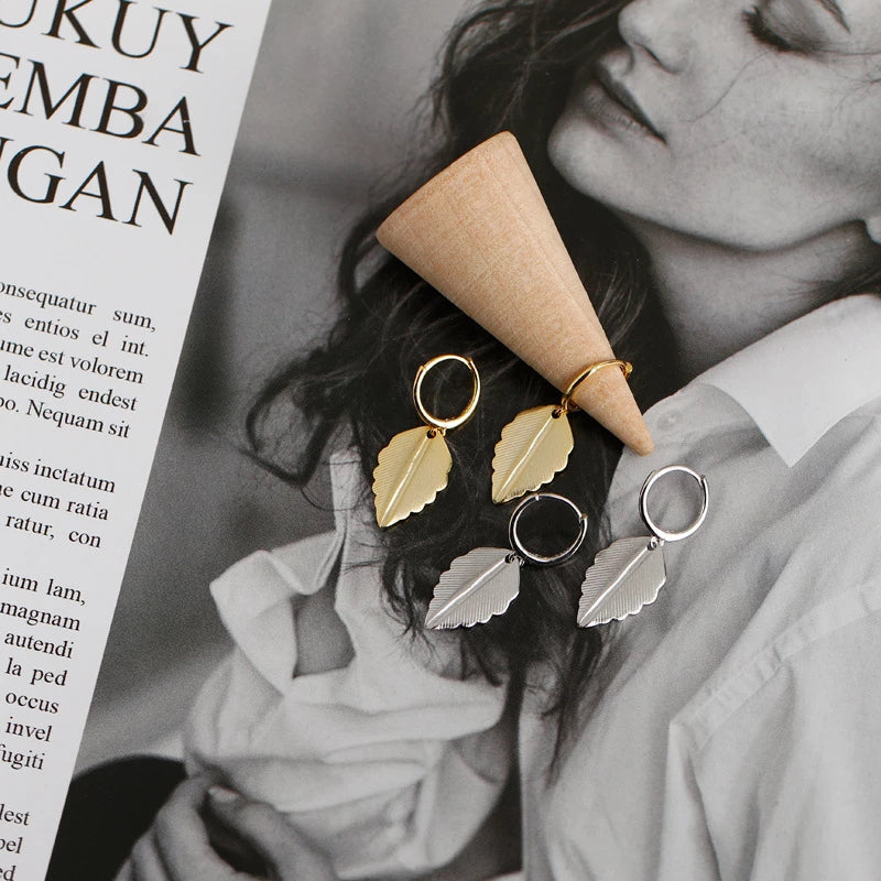 ANYCO Earrings Gold Plated Bohemian Chic Nature Leaf Stud For Women Girl Teen Perfect Fine Fashion Stylish Accessories Jewelry Gifts