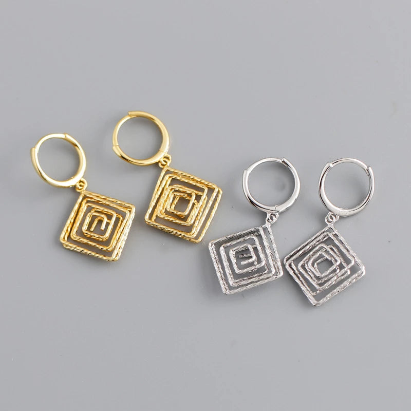 ANYCO Earrings Sterling Silver Bohemian Luxury Geometric Car Flower Pendant Drop For Women Girl Fashion Stylish Rock Punk Accessories Jewelry Gifts