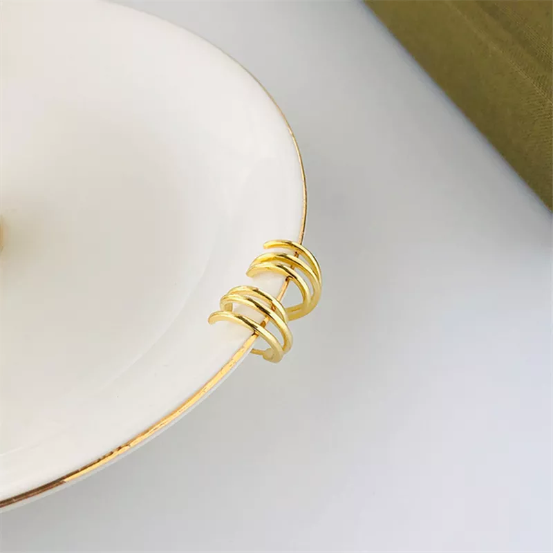 ANYCO Earrings Gold Plated Cute Sweet Intertwined Wave Multilayer Stud For Women Girl  Teen Fashion Stylish Accessories Jewelry Gifts