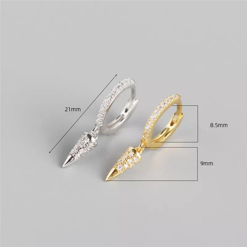 ANYCO Earrings Gold Plated Luxury Pave Zircon Cone French Style Ear For Women Girl Teen Fashion Stylish Rock Accessories Jewelry Gifts