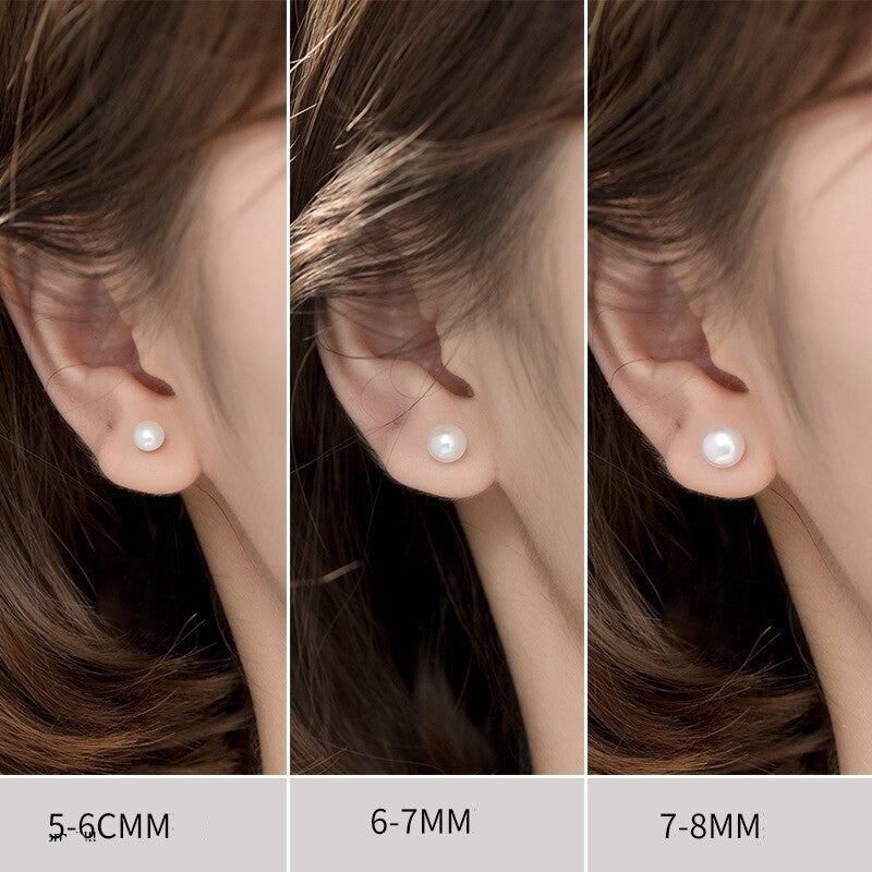 ANYCO Fashion Earrings Sterling Silver Natural Pearl Spiral Bead Stud for Women Chic Birthday Jewelry Gift 5-6MM