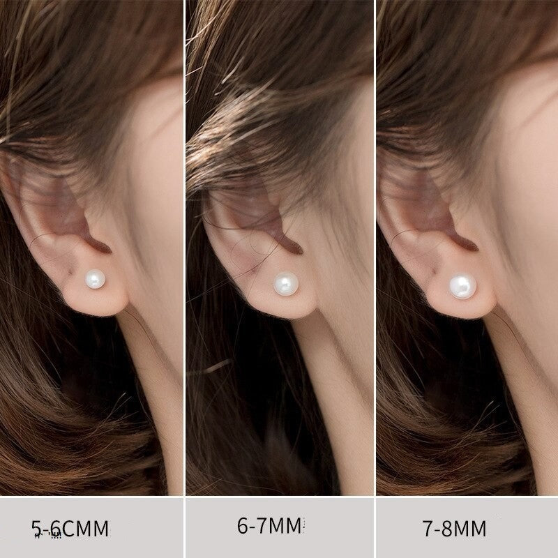 ANYCO  Fashion Earrings Sterling Silver Natural Pearl Spiral Bead Stud for Women Chic Birthday Jewelry Gift 6-7MM