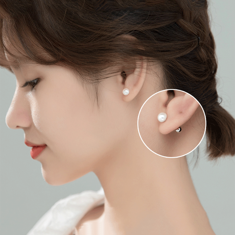 ANYCO Fashion Earrings Sterling Silver Natural Pearl Spiral Bead Stud for Women Chic Birthday Jewelry Gift 7-8MM