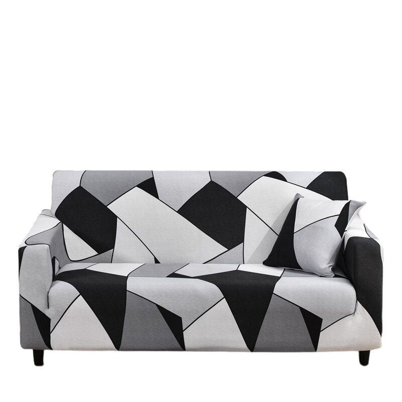 Anyseat 4 Seater Sofa Cover Black White Geometric Style and Protection For Living Room Sofa Chair Elastic Stretchable Slipcover