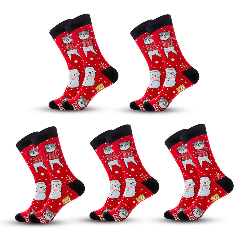 Anyfootwear 5 Pairs Black Red Size 5-13 Socks Crystal Silk Tide Winter Holiday Design Plus Snowflake Stocking Comfortable To Wear Perfect For Women