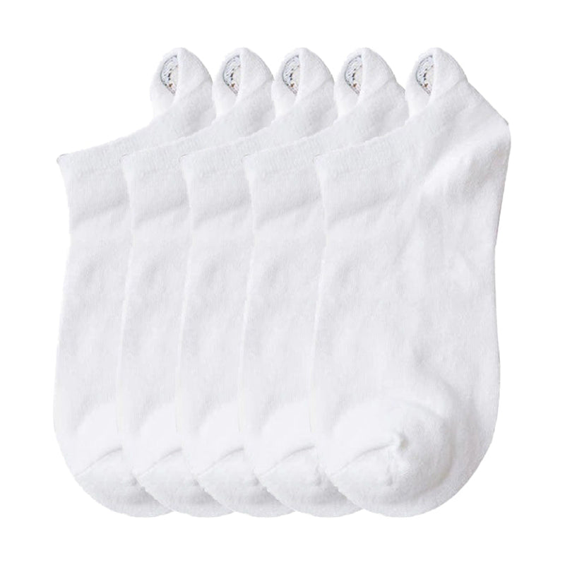 Anyfootwear 5 Pairs One Size 4-5 White Fashion Funny Unisex Stereoscopic Heel Embroidered Women Candy Color Cotton Short Cute Socks