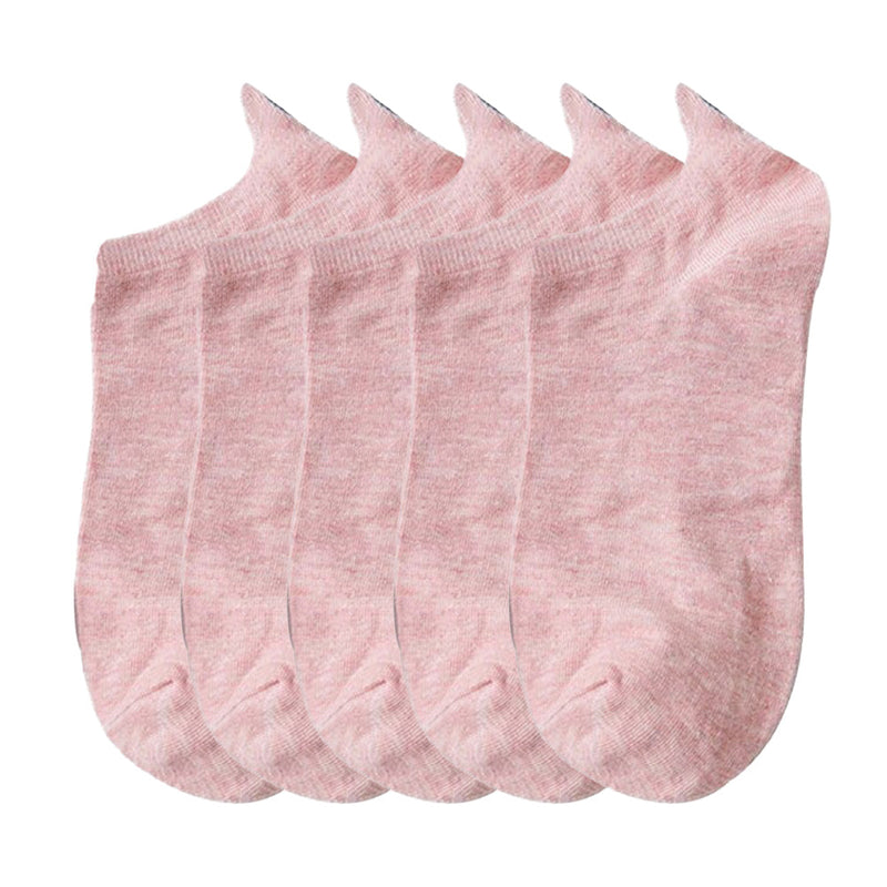 Anyfootwear 5 Pairs One Size 4-5 Pink Fashion Funny Unisex Stereoscopic Heel Embroidered Women Candy Color Cotton Short Cute Socks