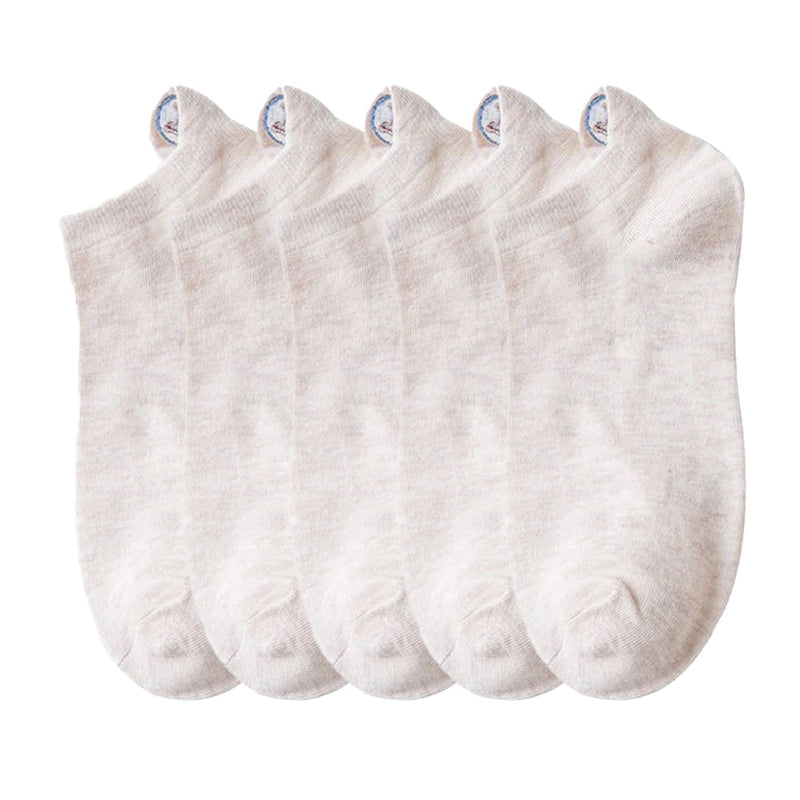 Anyfootwear 5 Pairs One Size 4-5 Beige Fashion Funny Unisex Stereoscopic Heel Embroidered Women Candy Color Cotton Short Cute Socks