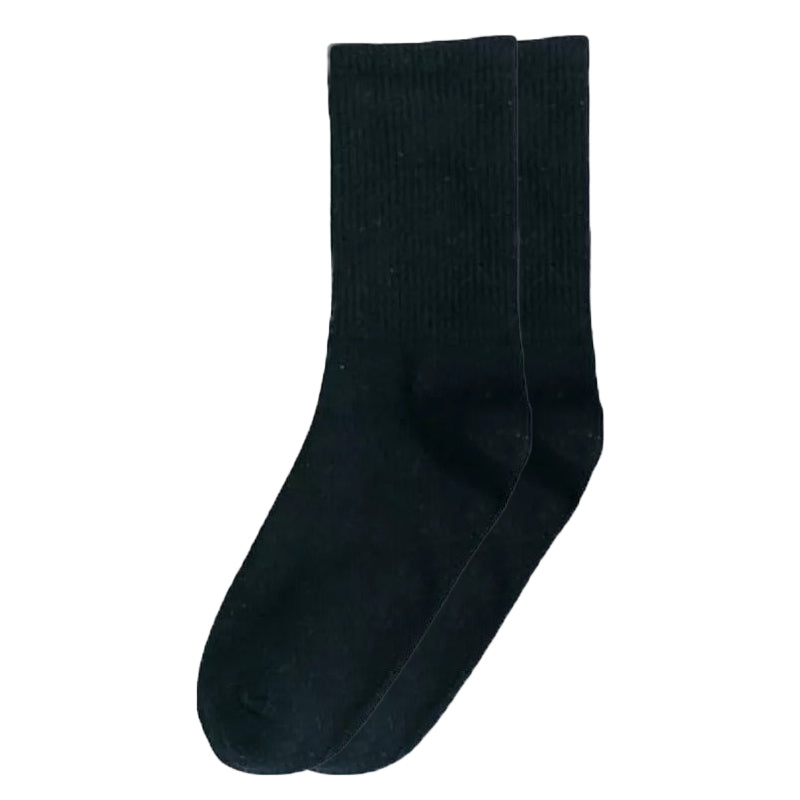 Anyfootwear 5 Pairs Black Size 4-10 Sports Socks Solid Colors Cotton Skateboard Knitted Casual Unisex