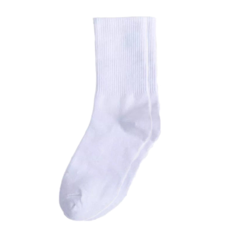 Anyfootwear 5 Pairs White Size 4-10 Sports Socks Solid Colors Cotton Skateboard Knitted Casual Unisex