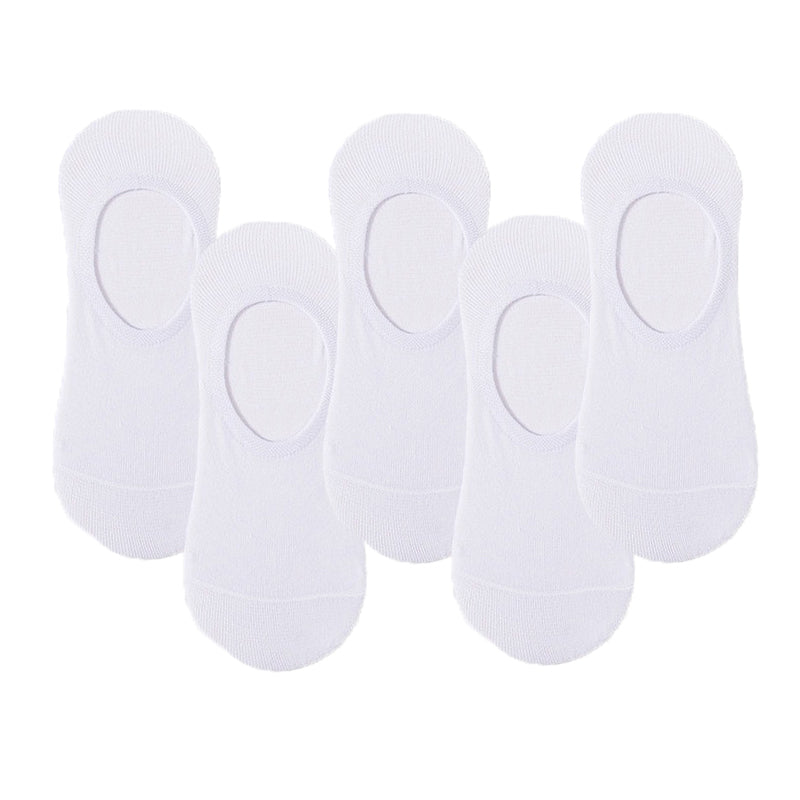 Anyfootwear 5 Pairs White Size 10-14 Fashion Socks High Quality Office Sports Business Long Socks Cotton Solid Colors Skateboard Knitted Casual