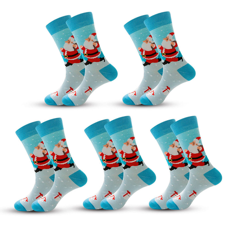 Anyfootwear 5 Pairs Sky Blue Size 5-13 Socks Crystal Silk Tide Winter Holiday Design Plus Snowflake Stocking Comfortable To Wear