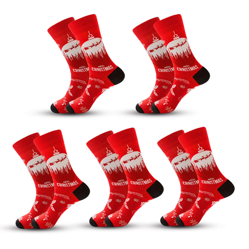 Anyfootwear 5 Pairs Red Size 5-13 Socks Crystal Silk Tide Winter Holiday Design Plus Snowflake Stocking Comfortable To Wear