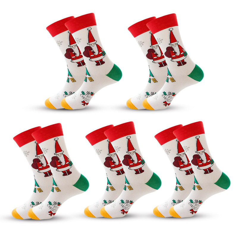 Anyfootwear 5 Pairs White Size Size 5-13 Socks Crystal Silk Tide Winter Holiday Design Plus Snowflake Stocking Comfortable To Wear